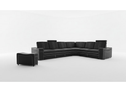 LEDER ECKCOUCH GARNITUR Moosschneiderei USB LEDERSOFA XXL WUNN-LANDSCHAFT Nei