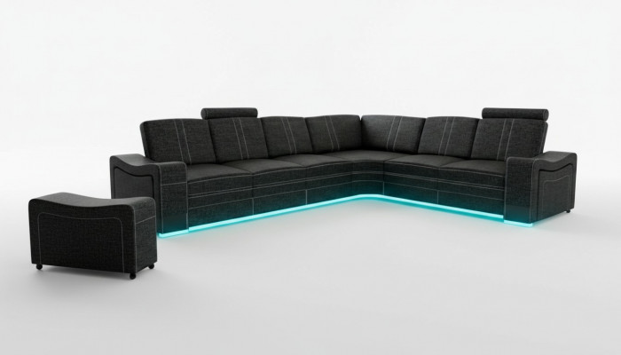 Stoffcouch Sofa Eck Wunnlandschaft Textil Polster Eckcouch Moosschneiderei USB