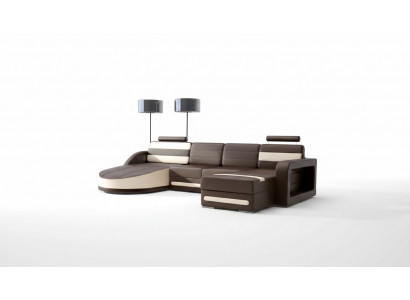 WOHNLANDSCHAFT LEDERSOFA XXL ECKSOFA + USB GARNITUR ECKCOUCH Moosmaach