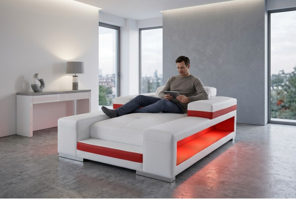 Modern Lieder Komfort Liegen Liegestull Relaxlounge Chaiselongue Léif mat USB