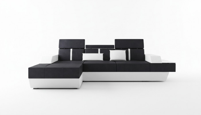 Textilcanapé Eckcanapé Stoffcanapé Canapé + USB Wunnlandschaft Polster Moosschneiderei