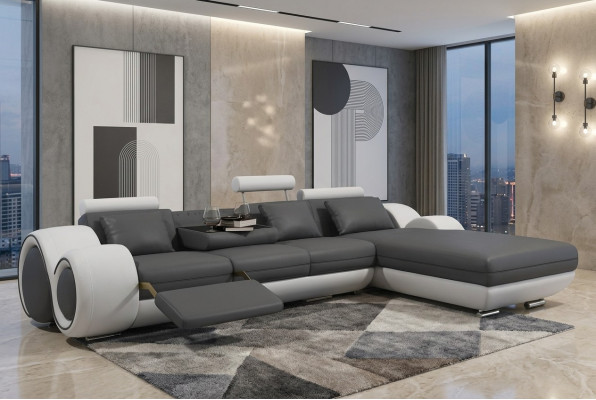 Eckcouch USB Wunnlandschaft Couch Liederdivan Sofa Garnitur Moossfabrikatioun