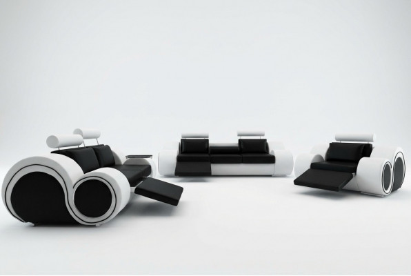 Canapé mat USB, Polsterserie 3+2 Sëtz Designer Canapé Ledercanapé Moosarbecht