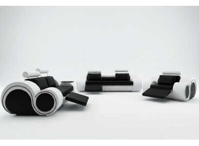 Canapé mat USB, Polsterserie 3+2 Sëtz Designer Canapé Ledercanapé Moosarbecht