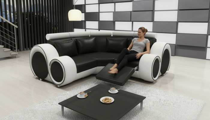 Ledercanapé Wunnlandschaft Canapé Design Eckcanapé Berlin Canapé Moossfabrikatioun USB