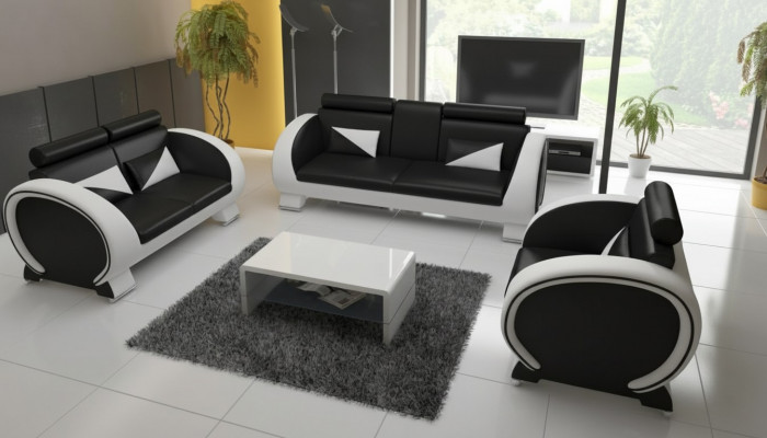 LEDERSOFA USB DESIGN GARNITUR 3+1 Moossfabrikatioun POLSTERGARNITUR POLSTER SOFA NEI