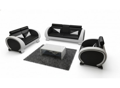 LEDERSOFA USB DESIGN GARNITUR 3+1 Moossfabrikatioun POLSTERGARNITUR POLSTER SOFA NEI