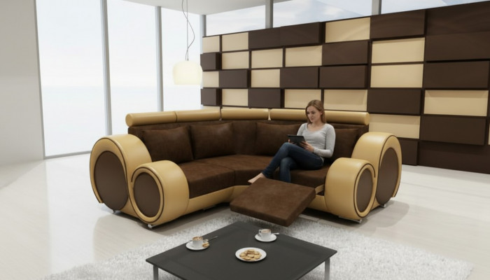 STOFFSOFA WOHNLANDSCHAFT CANAPÉ RELAXFUNKTIOUN COUCH ECKCANAPÉ Moossteschung USB