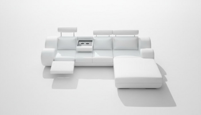 Designer Garnitur Wohnlandschaft Eckcouch Canapé Sofa Polster Ledersofa mat USB