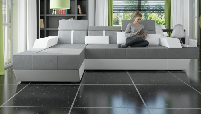 Stoffcouch Eckcouch Textil Stoff Wunnlandschaft Polster Nei Textilcouch Couch + USB