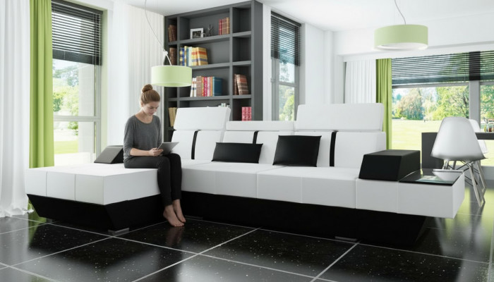 Liederdivan mat USB Sofa Ecksofa Eckcouch Liederkanapee Polster Eck Massanfertigung