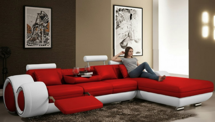 Eckcanapé USB Wunnlandschaft Ledercanapé Canapé Moosmaach Polster Garnitur Couch