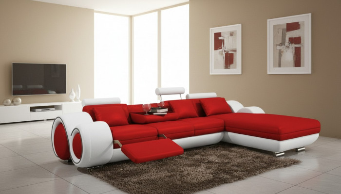 Eckcanapé USB Wunnlandschaft Ledercanapé Canapé Moosmaach Polster Garnitur Couch