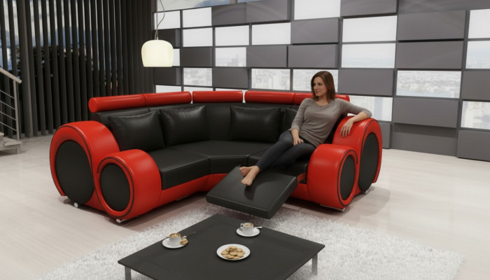 LEDERSOFA mat USB DESIGN ECKSOFA BERLIN SOFA GARNITUR POLSTER Noféierung Nei