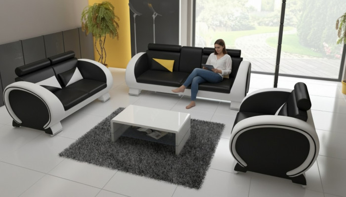 LEDERSOFA 3+1 CANAPÉ POLSTERGARNITUR POLSTER SOFA LEDERSOFA DESIGNERSOFA mat USB