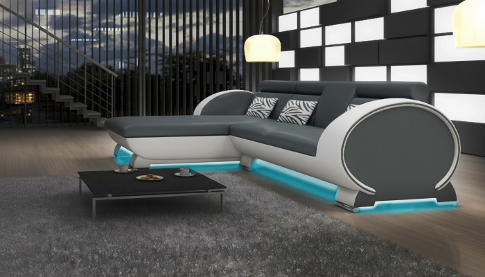 Liederkanapé Ecke-Sofa Sofa Garnitur Designer Canapé Barfunktion Sofa mat USB Polster