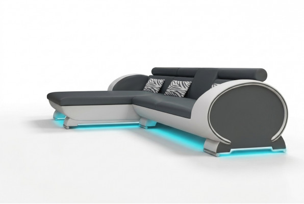 Liederkanapé Ecke-Sofa Sofa Garnitur Designer Canapé Barfunktion Sofa mat USB Polster
