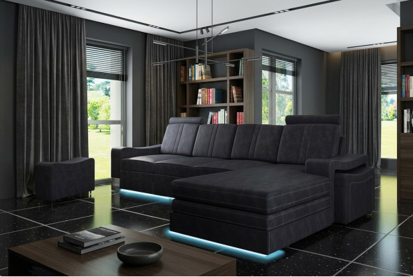 Stoffcouch mat USB Sofa Polster Garnitur Ecke Nei Textilcouch Eckcouch Stoffsofa