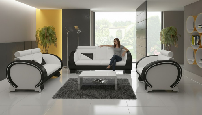 LEDERSOFA mat USB DESIGNERSOFA GARNITUR 3+1 COUCH POLSTERGARNITUR POLSTERSOFA