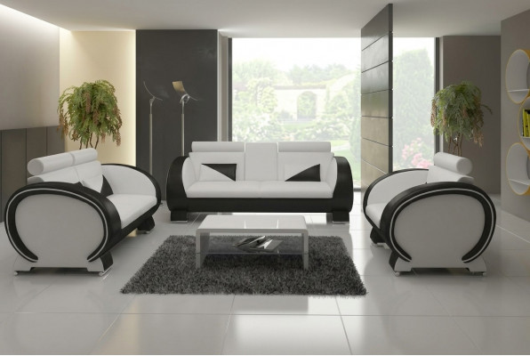 LEDERSOFA mat USB DESIGNERSOFA GARNITUR 3+1 COUCH POLSTERGARNITUR POLSTERSOFA