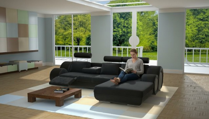 Designer Canapé Sofa Polstersofa Liederkanapé +USB Neie Garnitur Wunnlandschaft Eckcanapé