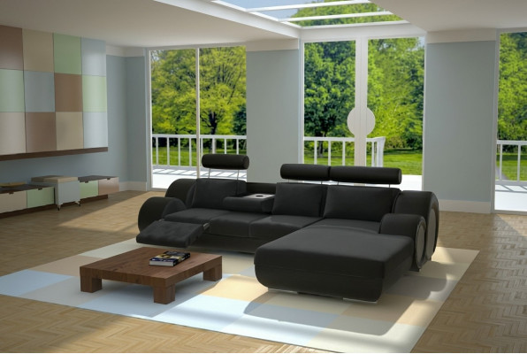 Designer Canapé Sofa Polstersofa Liederkanapé +USB Neie Garnitur Wunnlandschaft Eckcanapé