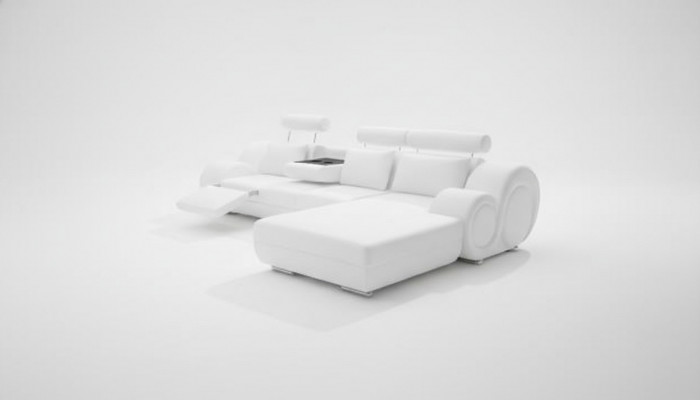 Designer Polstersofa + USB Luedersofa Wunnlandschaft Ecksofa Garnitur Berlin II