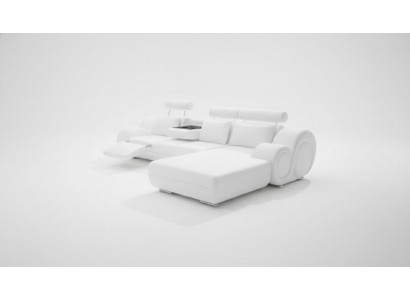 Designer Polstersofa + USB Luedersofa Wunnlandschaft Ecksofa Garnitur Berlin II