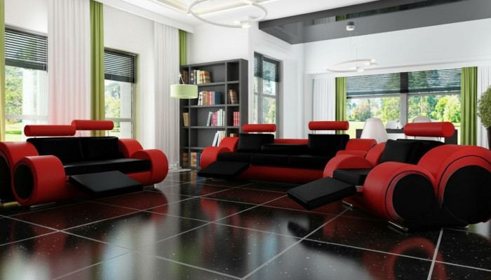 Sofa BERLIN Polstersofa Garnitur 3+2 Sëtz Designer Sofa Ledersofa mat USB Nei