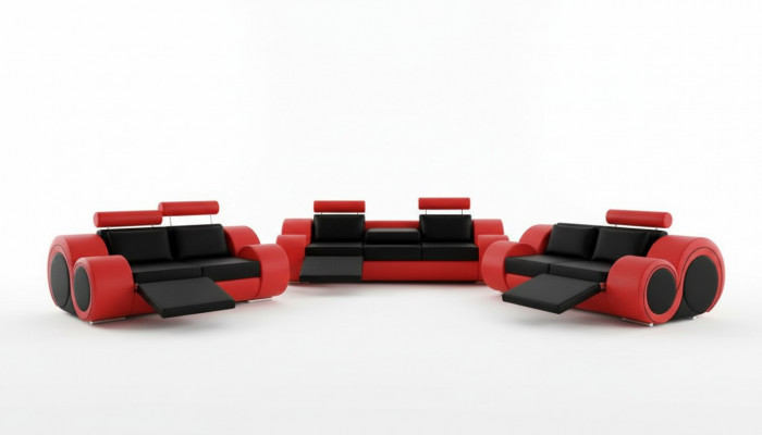 Sofa BERLIN Polstersofa Garnitur 3+2 Sëtz Designer Sofa Ledersofa mat USB Nei