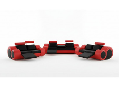 Sofa BERLIN Polstersofa Garnitur 3+2 Sëtz Designer Sofa Ledersofa mat USB Nei