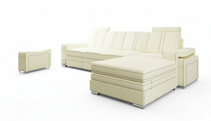 Ledersofa Ledercouch Lederecksofa Wunnlandschaft mat USB, Nei Garnitur Sofa XXL