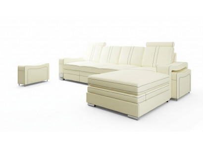 Ledersofa Ledercouch Lederecksofa Wunnlandschaft mat USB, Nei Garnitur Sofa XXL
