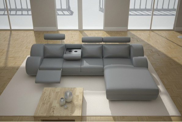 Designer Suite Wunnlandschaft Eckcouch Sofa USB Polstersofa Lieder Canapé Sofa Grom