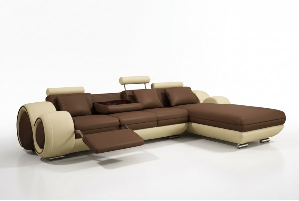 Patentéiert Design Eck-Sofa Sofa +USB, Polster Lieder Eck BERLIN Wunnlandschaft