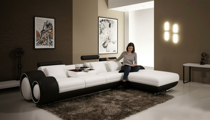 Patentéiert Design Eckcanapé Sofa + USB Polster Lieder Eck Wunnlandschaft BERLIN