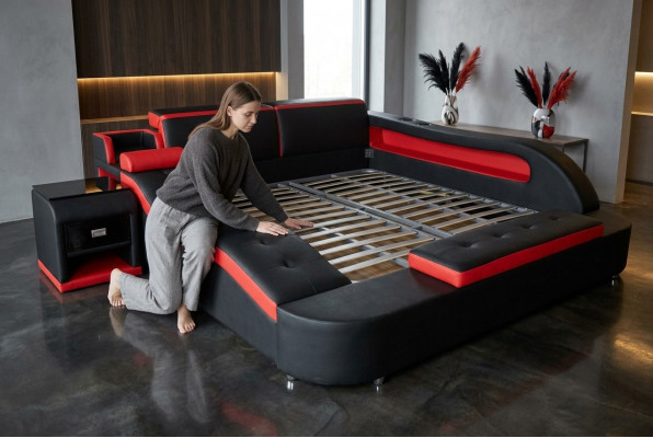 Duebel Luxus Liederbett +USB Polster Better Modern Hotel Multifunktioun
