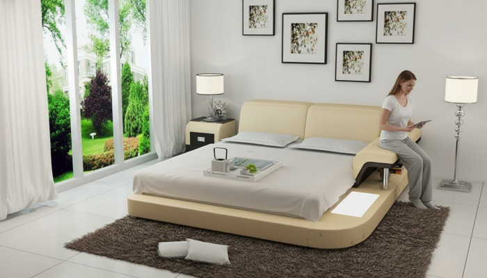 Design Bett XXL Grouss Better Lieder Hotel Gepolstert 180x200 Multifunktion Regal USB