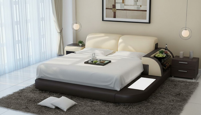 Design Bett XXL Grouss Better Lieder Hotel Polster 180x200 Multifunktioun Regal USB