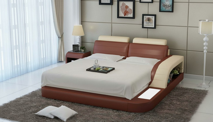 Modern Schlofkummer Bett Héichwäertegt Design Better Polster Multifunktion +USB
