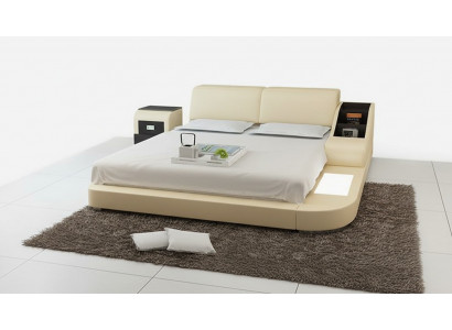 Design Bett XXL Grouss Better Lieder Hotel Gepolstert 160x200cm Multifunktioun Regal USB