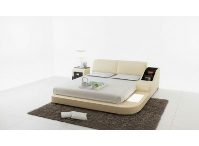 Design Bett XXL Grouss Better Lieder Polster Hotel 160x200cm Multifunktioun Regal USB