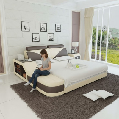 Design Këssen Duebel Bett Modern Schlofkummer Better 140x200cm + USB & Regal