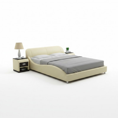 Design Polster Duebelbett Modern Better Schlofzëmmer mat USB & Regal 200x210 cm
