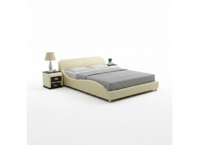 Design Polster Duebelbett Modern Better Schlofzëmmer mat USB & Regal 200x210 cm