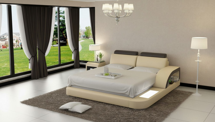 Design Këssen Duebel Bett Modern Better Schlofkummer mat USB & Regal 160x200cm