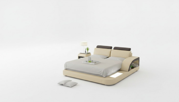 Design Këssen Duebel Bett Modern Better Schlofkummer mat USB & Regal 160x200cm