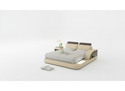 Design Këssen Duebel Bett Modern Better Schlofkummer mat USB & Regal 160x200cm
