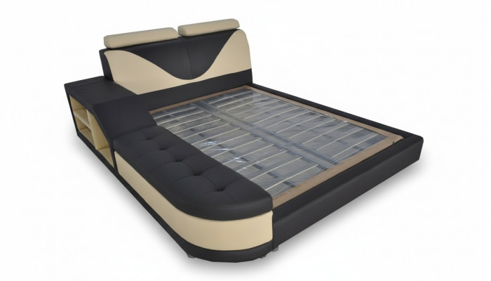 Design Multifunktiounsbett XXL Grouss Better Lieder Hotel Polster 180x200 Regal USB