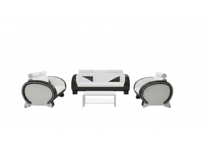 Ledersofa Sofa + USB Sofa 3-Sëtzer Relaxcanapé mat Barfunktioun Designer Garnitur